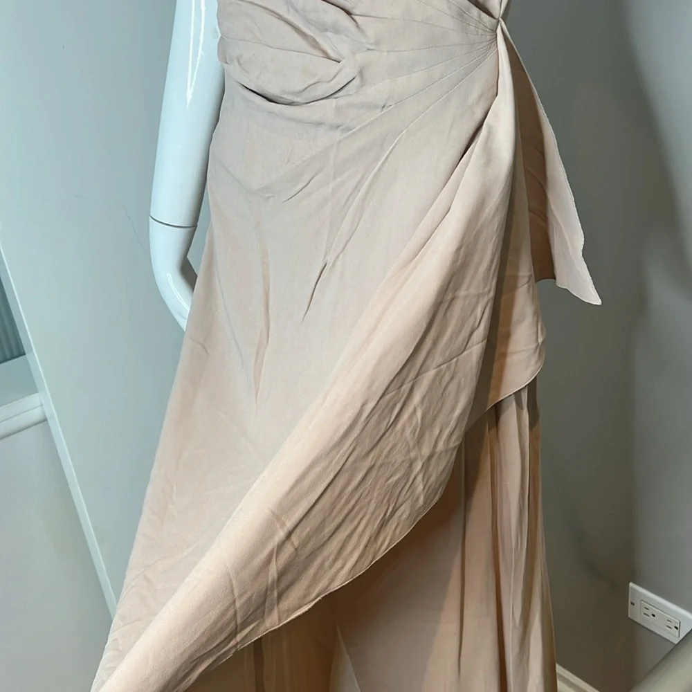 Valentino Sz 6 Silk Crepe Dusty Rose Sleeveless Long Gown - Picture 12 of 14